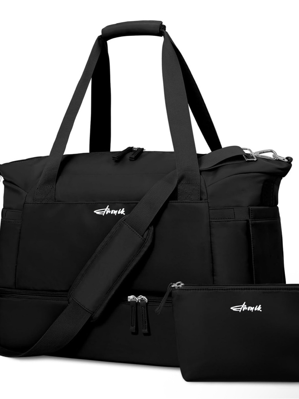Strom Black Travel Duffel Bag with Removable Pouch